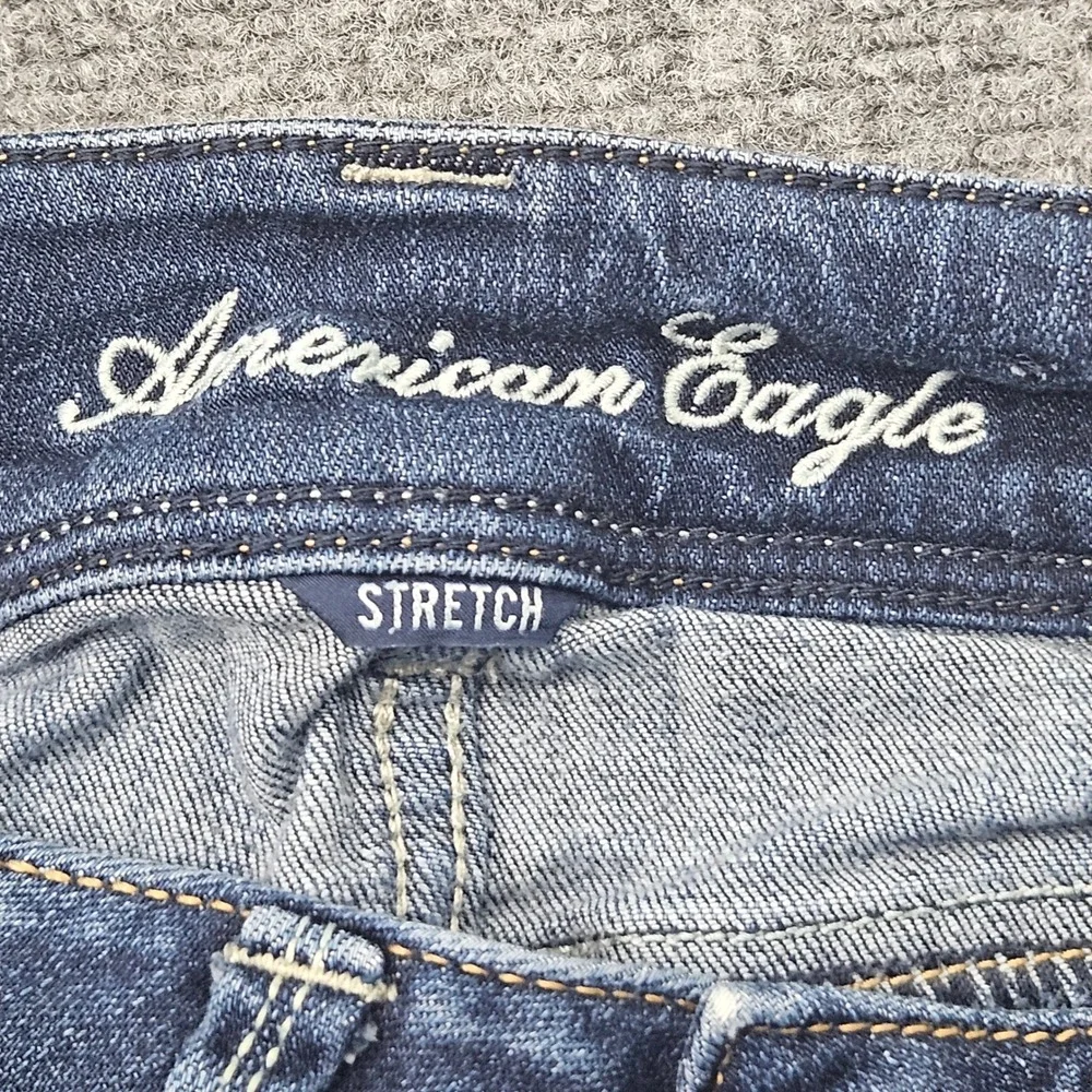 American Eagle Slim Boot Jeans Womens 00 Short Dark Wash Stretch Low Rise Denim - Picture 4 of 11